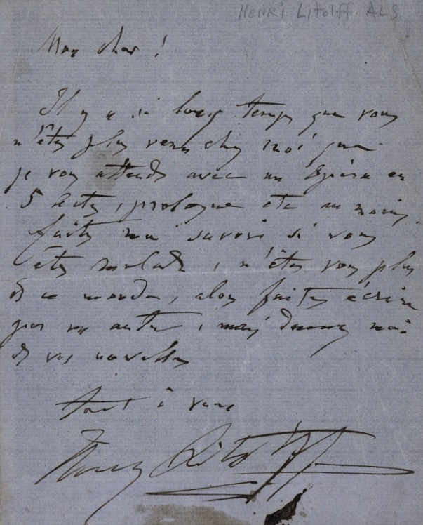 Litolff, Henry - Autograph Letter Signed